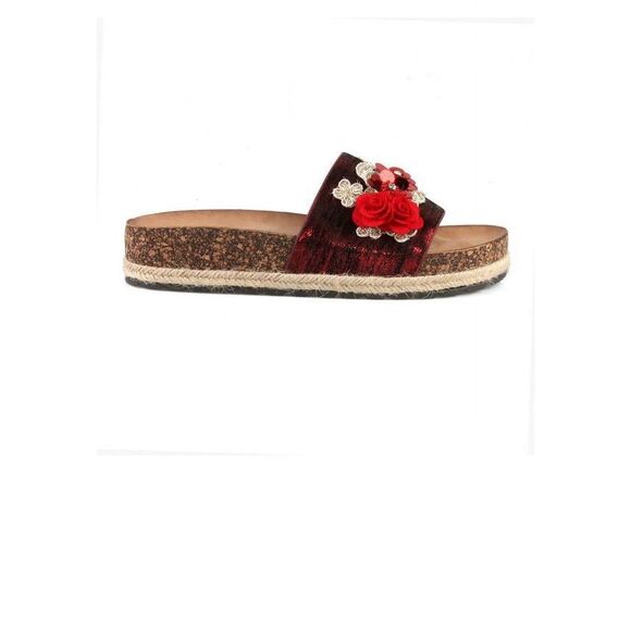 Nature Breeze Flower Espadrille Slide Sandals in Red Size 10 Summer - Picture 3 of 11